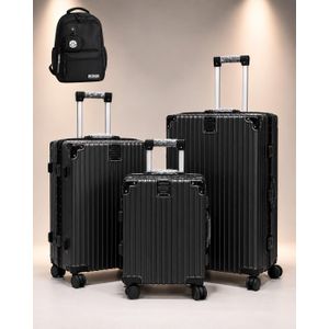  Aluminium Frame Luggage with FREE BACKPACK- 3 set
