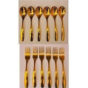 Home & Kitchen 6 GOLD PLATED STAINLESS STEEL FORK ONLY