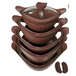 12pcs Aluminum Square Soup Pot Set Die Casting Non-stick Square Pots And Pans Set Ceramic Coating Cookware Set