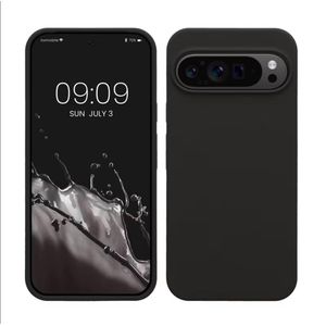 Google Pixel 6 pro Silicone Phone Case & Pouch With Camera Protection - Scratch Resistance, Shockproof Protective Case Black  - ( GP )