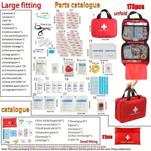173 Pcs Emergency First Aid Kit Bag - Portable Medical Safety Set For Home, Car, Travel & Outdoor