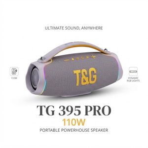 T&G TG 395 PRO Outdoor & indoor Bluetooth Speaker: 110W Loud Sound, IPX5 Waterproof with 20H Playtime, Fast Charge, Bass, TWS, Portable Wireless Speakers with Light Show for House, Party, Projector, Beach (Grey)