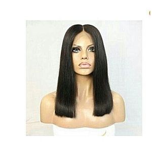 Straight Blunt Cut  Hair Middle Part Lace Closure Wig
