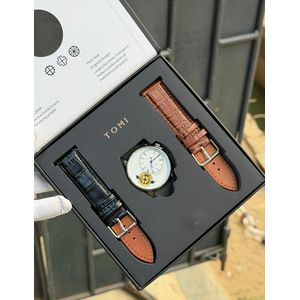 Tomi 2 N 1 Business men's Genuine leather Gift wristwatch