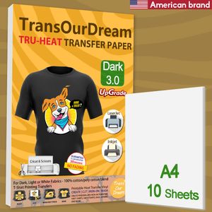 Tru-Heat Transfer Paper for Dark Fabric Inkjet Printer/Iron on - 36 sheets  - New