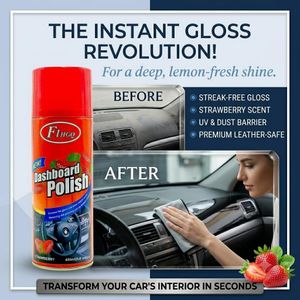 CAR REVIVAL Powerful SHINY Car Dashboard Polish Spray STRAWBERRY SCENT- Cleans, Shines & Protects Car Interior Trim Restores Luster Interior Car Cleaner Dashboard Polish Restorer Car Polish Spray for car dashboard leather car interior polish