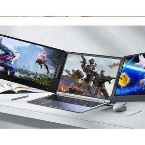 Laptop Screen Extender, 14" FHD 1080P IPS Triple Portable Monitor For Laptop 13-17" With USB-C/HDMI Port, Laptop Monitor Extender For Windows/Mac/Chrome/Surface/Switch/PS5, Plug N Play
