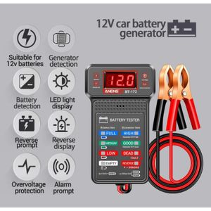 Aneng 12V Digital Car Battery Tester,Alternator Analyzer,LCD Voltmeter,LED Indicator For Vehicles