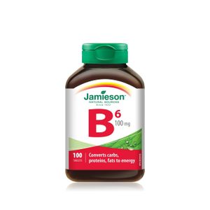Jamieson Vitamin B6 100 mg, Pyridoxine HCl. 100 Tablets