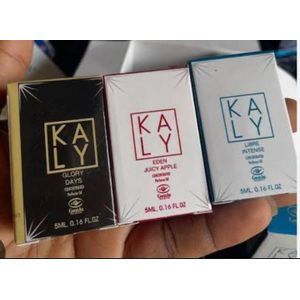 Kaly Mini Oil Perfume 5ml EDP for unisex use 3pcs  (NAFDAC NUMBER:  Kaly intense libre: A2-103595, Kaly glory days: A2-103593, Kaly Eden Apple:  A2-103597)