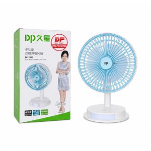 Dp DP-7627 Rechargeable USB Table Fan With LED Light – Blue & White