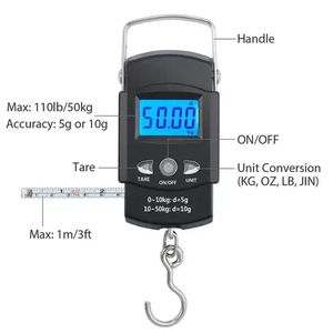 FREETOO Portable Luggage Scale Digital Travel Scale Suitcase Scales Weights  with Tare Function 110 lb/ 50KG Capacity