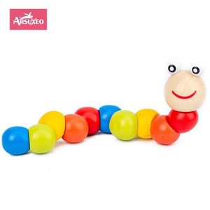 Arsuxeo Baby Educational Toy Montessori Wooden 3D Toys Childhood Learning Kids Baby Colorful Wooden Blocks For Children