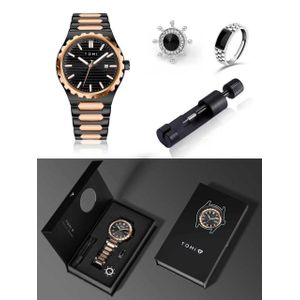 Tomi Fashion Business Mens Quartz Wrist Watches Waterproof Square Stainless Watch Gifts for Him Students Women Husband Boyfriend 