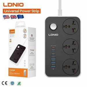 LDNIO 2500W Universal Power SOCKET Support 20W PD Fast Charging+ 3 Type C and 3 USB PORT