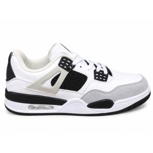 Freddie Men’s Retro High-Top Basketball Sneakers – White/Grey/Black
