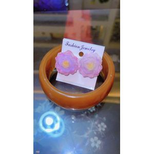 Everything plastic bangle and matching earring brown