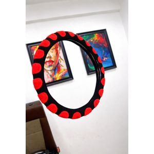 Premium Universal Suede Steering Wheel Cover - Red and Black
