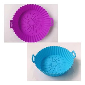 2in1 Purple Blue Reusable Silicone Airfryer Liner plate 