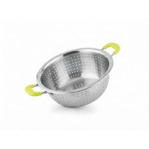 1-Piece High Quality 304 Stainless Steel Colander Set with Lemon Green Silicone Handles