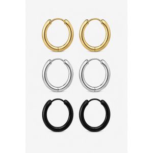 Unisex Stainless Steel Hoop Earrings 3in1