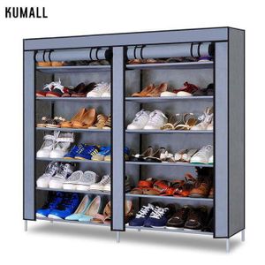  6-layer large-capacity shoe rack storage cabinet with double row design/Gray