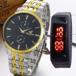 Orlando Luxury chain men's wrist watch + Led watch 