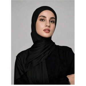 Premium Plain Jersey Hijab Scarf Black
