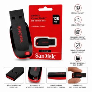 SanDisk Cruzer Blade 128GB USB 2.0 Flash Drive - High Capacity Portable Pen Drive