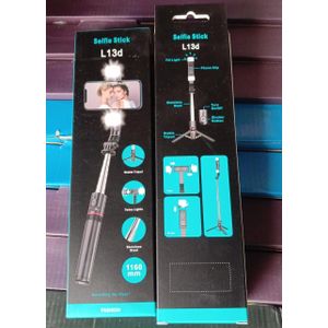 multi-functional L13d Selfie Stick featuring a wireless Bluetooth remote and integrated fill lights