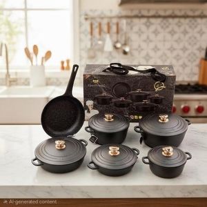 6 Set Non-stick Die Cast Iron Pot Set Cookware- Non-Toxic