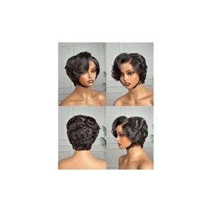 Natural Black Pixie Finger Wave Wig