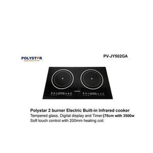 Polystar 75cm 2 Burner Electric Built-In Infrared CookerTop Hob Dual purpose PVJY502GA