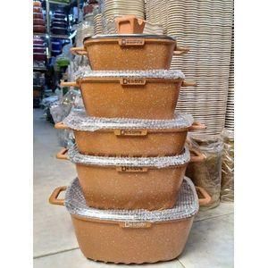 5PCS Set Diecast Non-Stick Pots-Granite 