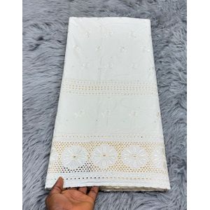 Cream Polish PK Lace Fabric with Stone Embellishment – 100% Cotton. 5yard