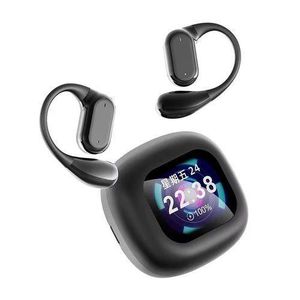 Q18 BT5.49 Open Ear Earbuds LCD Display ANC & ENC Active Noise Cancelling Headphones Sports Earphone OWS Touch Screen Earbuds ( Black