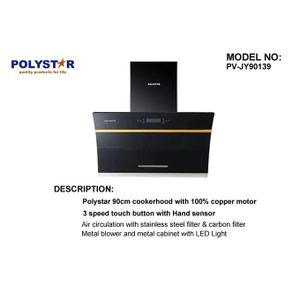 Polystar 90CM Cooker Hood With 100% Copper Motor