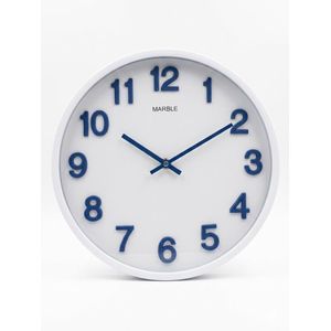 Marble Modern 3D Wall Clock – Cobalt Blue & Arctic White