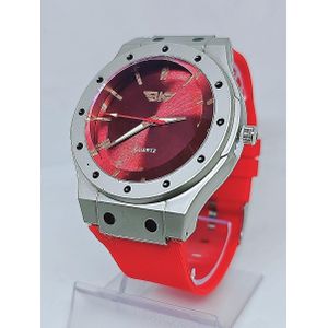 Men Red Silicon Wristwatch