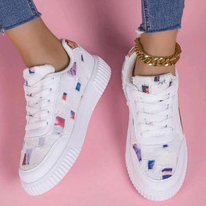 Women's Ripped Denim Sneakers, White Low Top Casual Shoes, Comfortable EVA Sole for Daily Walking