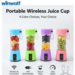 Winwolf Upgraded 6-Blade Portable Blender - USB Mini Fruit Juicer & Smoothie Maker (380ml)