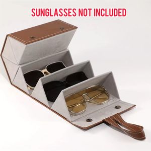 Foldable Glasses Organizer - PU Leather 6 Slots Eyewear Case, Portable Sunglasses Holder for Purse/ Backpack Storage