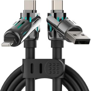 Excellent 240W 4-in-1 Charging Cable with Carrying Case, 6.6FT Fast Charger USB-A & USB-C to USB-C/Lightning, for iPhone 17/16/15/14, MacBook, iPad, Samsung S25/S24