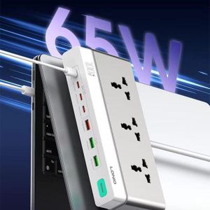 LDNIO 2500W GaN Desktop 10-in-1 Power Strip – 3 AC Outlets + 7 USB Ports Extension - 10 in 1