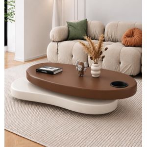 Furniture Design Classic center table leather top with cup holder 