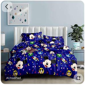 Cartoon characters duvet bedsheet and four pillowcases 6by6 