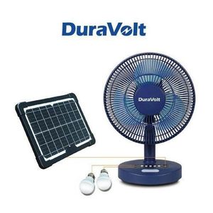 Duravolt DuravoIt 12 Inches Rechargeable Fan Lithium Battery AC/DC+Solar Panel+LED Bulbs DRF-12LB
