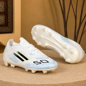 Men's Firm Ground Outdoor Football Boots - White, Light Blue & Black Cleats