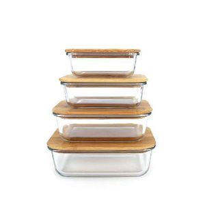Borosilicate Glass Bowl container Glass Crisper: Set of 4pcs