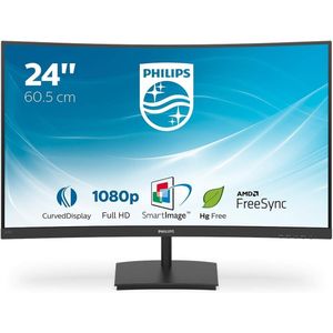 Philips 241E1SC - 24 Inch FHD Curved Monitor, 75Hz, VA, 4ms, AMD FreeSync, SmartImage